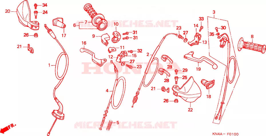 LEVIER DE GUIDON - CABLE Honda MOTO 100 XR 2001  XR100R1