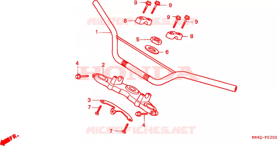 GUIDON - TE DE FOURCHE Honda MOTO 100 XR 2000  XR100RY