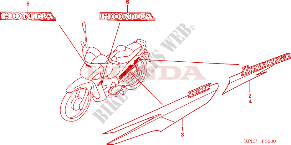 RAYURE/MARQUE(ANF1253/5/6) pour Honda INNOVA 125 2003