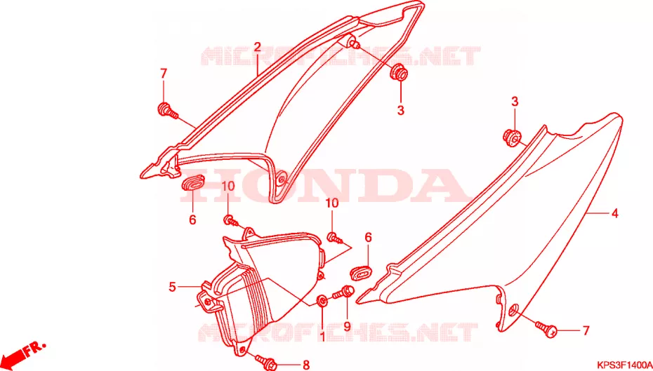 COUVERCLES LATERAUX Honda MOTO 230 CRF 2009  CRF230F9