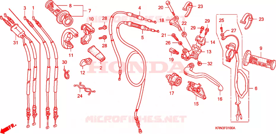 LEVIER DE GUIDON - CABLE - COMMODO Honda MOTO 250 CRF 2009  CRF250R9