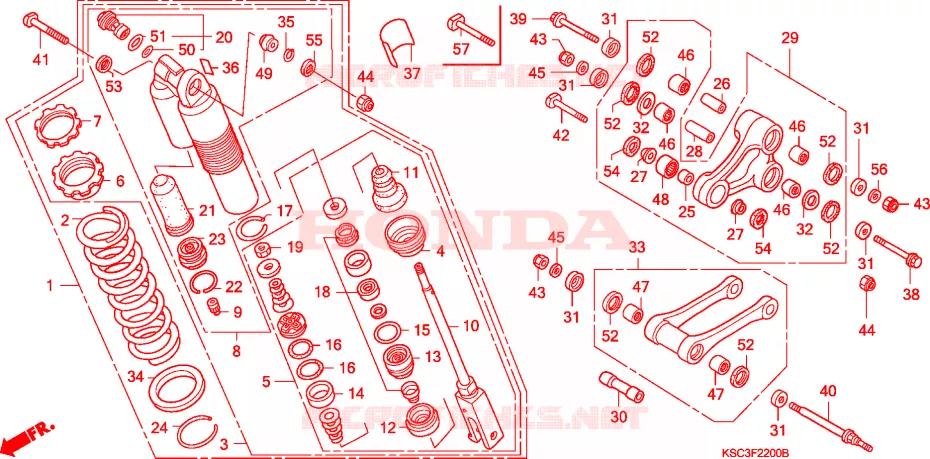 AMORTISSEUR ARRIERE Honda MOTO 250 CRF 2004  CRF250X4