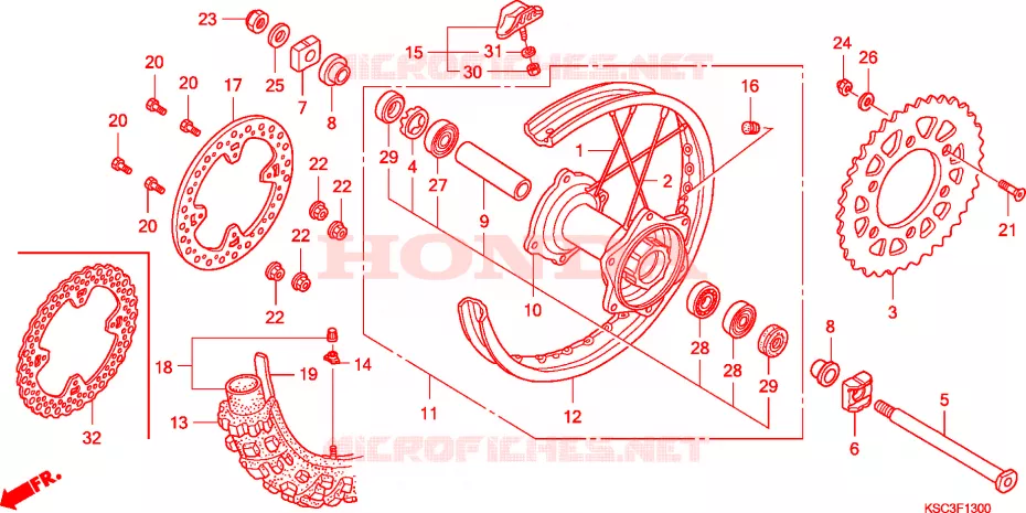 ROUE ARRIERE Honda MOTO 250 CRF 2009  CRF250X9