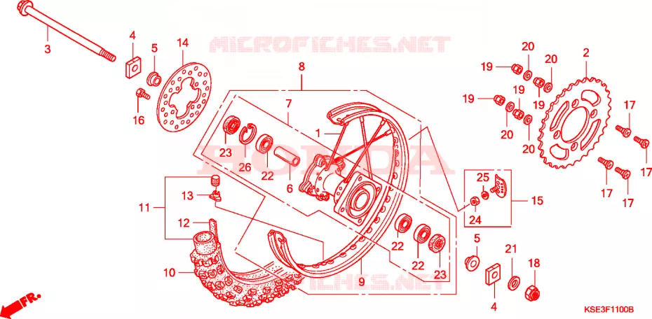 ROUE ARRIERE Honda MOTO 150 CRF 2008  CRF150RB8