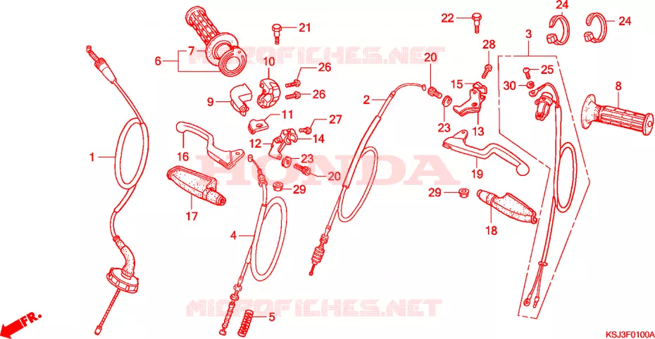 LEVIER DE GUIDON - CABLE Honda MOTO 100 CRF 2007  CRF100F7