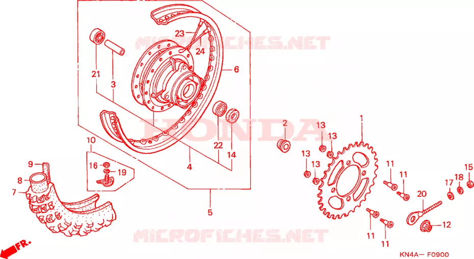 ROUE ARRIERE Honda MOTO 80 CRF 2005  CRF80F5