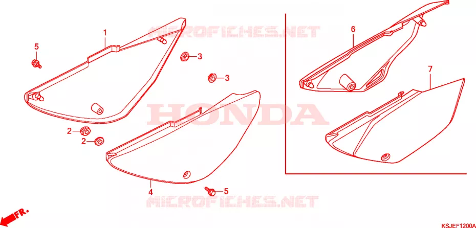 COUVERCLES LATERAUX Honda MOTO 80 CRF 2009  CRF80F9