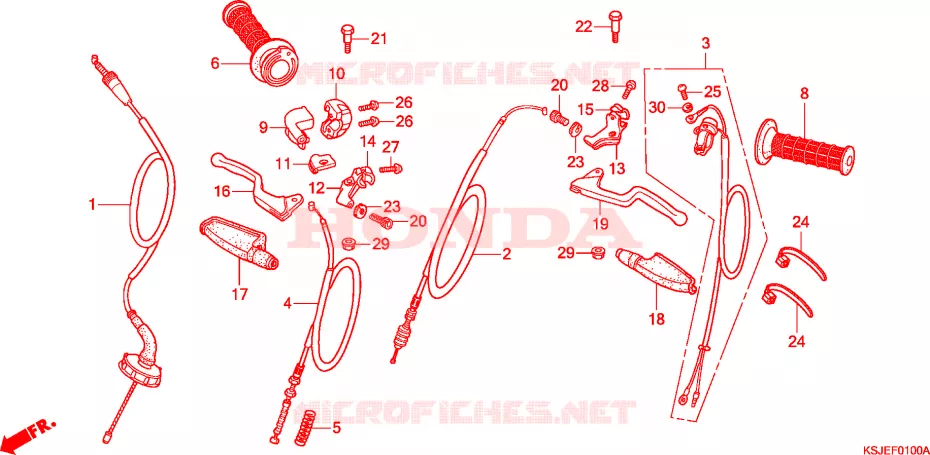 LEVIER DE GUIDON - CABLE Honda MOTO 100 CRF 2010  CRF100FA