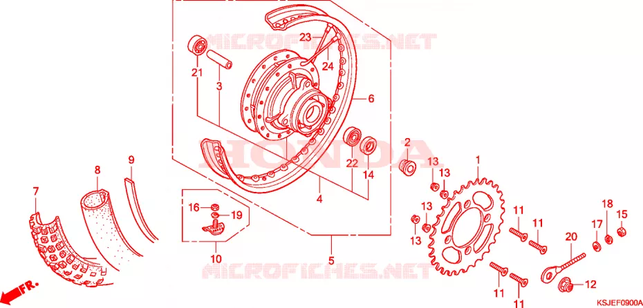 ROUE ARRIERE Honda MOTO 100 CRF 2009  CRF100F9