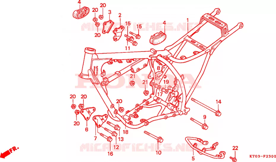 CADRE Honda MOTO 200 XR 1995  XR200RS