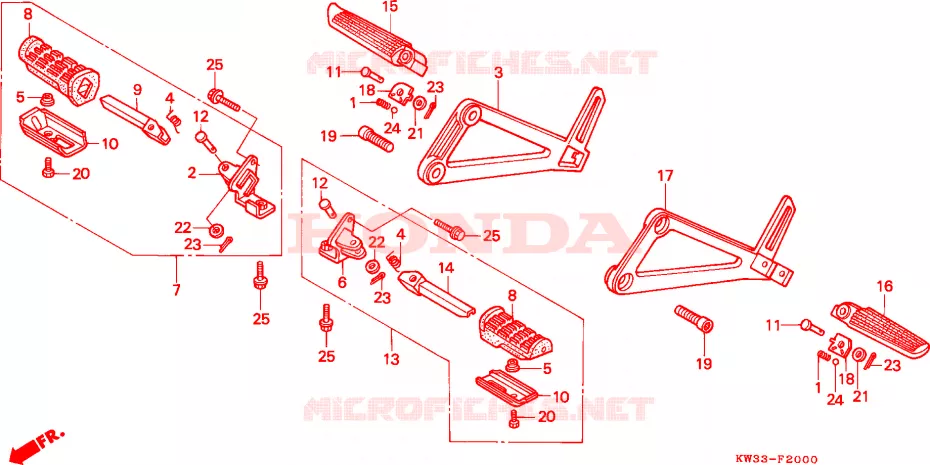 REPOSE PIED Honda MOTO 250 NX 1988  NX250J