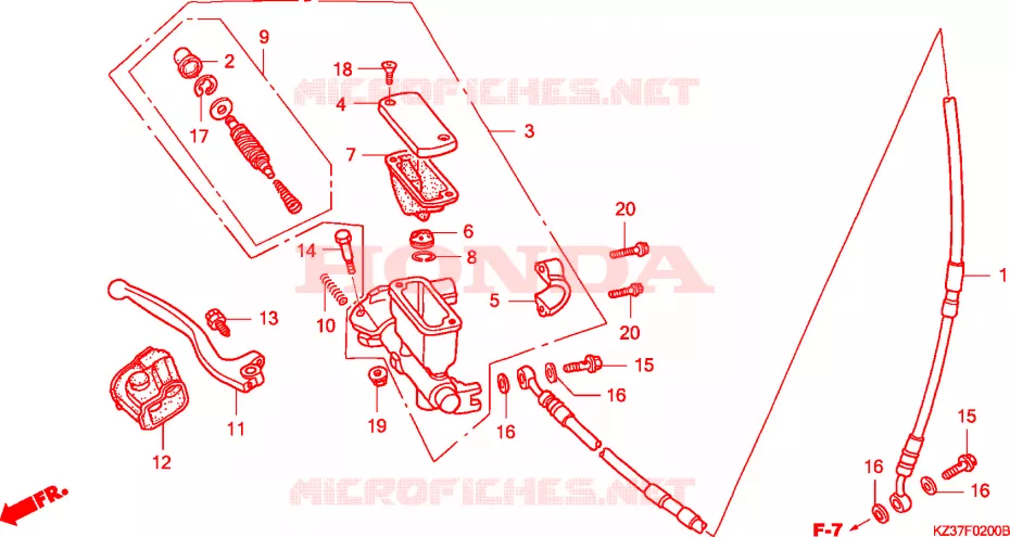 MAITRE CYLINDRE DE FREIN AVANT Honda MOTO 250 CR 2005  CR250R5