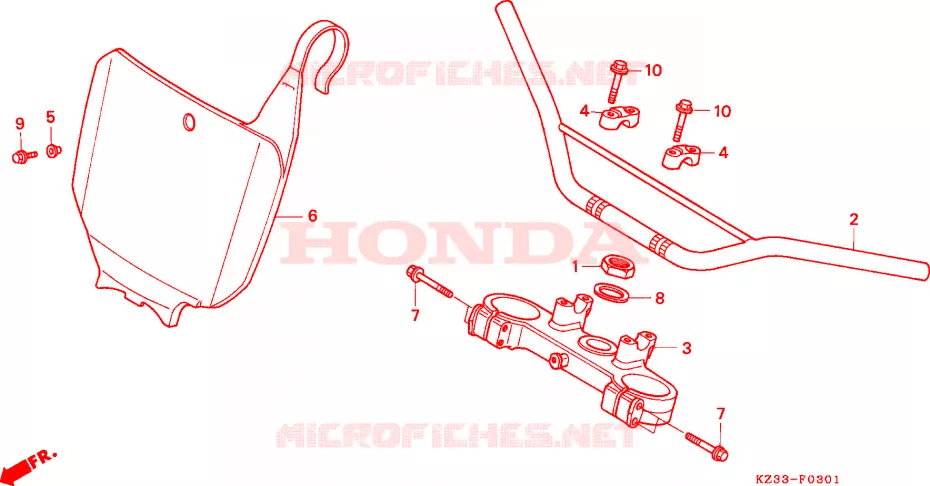 GUIDON - TE DE FOURCHE Honda MOTO 250 CR 1995  CR250RS