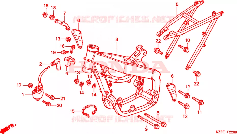 CADRE Honda MOTO 250 CR 2001  CR250R1