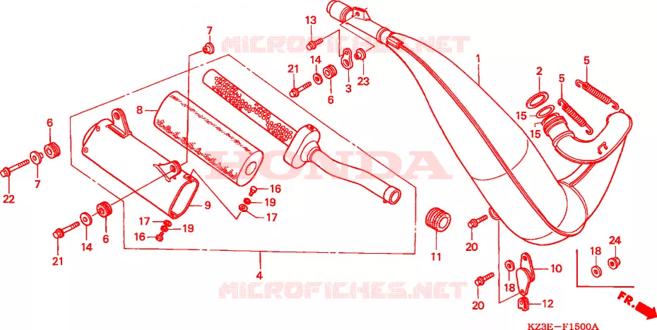 CHAMBRE D'EXPANSION(1) Honda MOTO 250 CR 2001  CR250R1