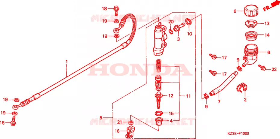 MAITRE-CYLINDRE DE FREIN ARRIERE Honda MOTO 250 CR 2000  CR250RY