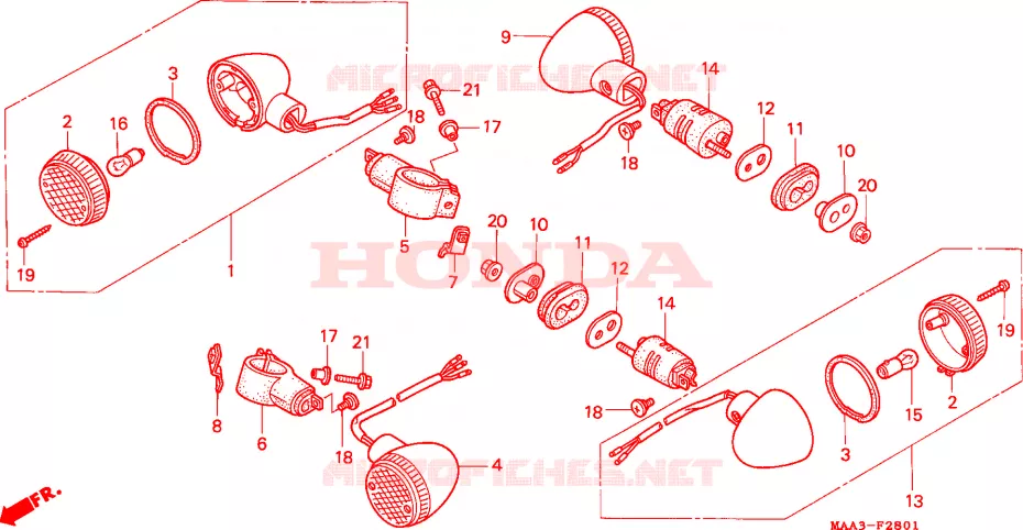 CLIGNOTANT(VT1100CV/CW/C2) Honda MOTO 1100 SHADOW 1998  VT1100C2W