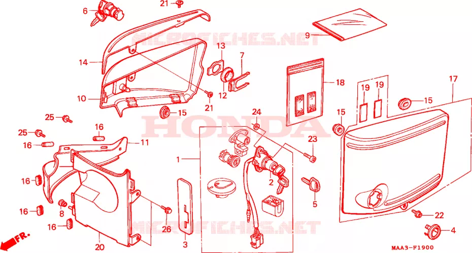 COUVERCLE LATERAL/JEU DE CLEF  Honda MOTO 1100 SHADOW 1998  VT1100CW