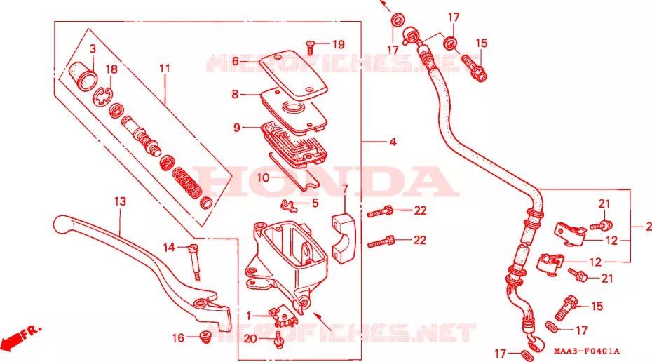 MAITRE-CYLINDRE FREIN AV.(VT1100CV/CW/C2) Honda MOTO 1100 SHADOW 1998  VT1100CW