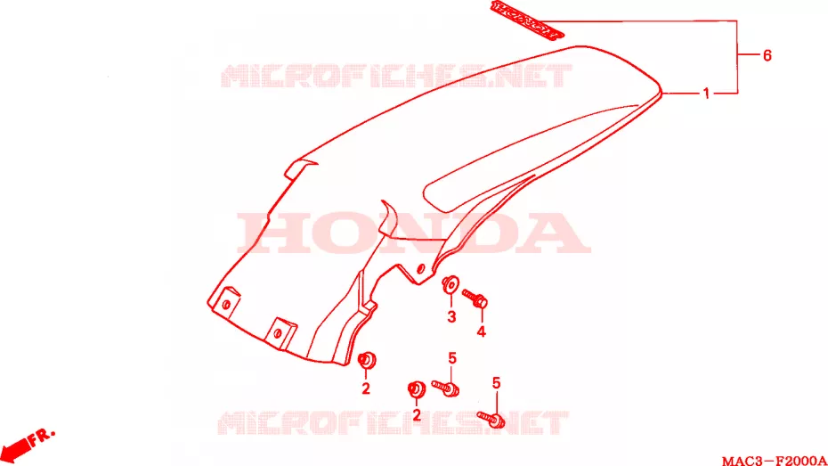 GARDE-BOUE ARRIERE Honda MOTO 500 CR 2000  CR500RY