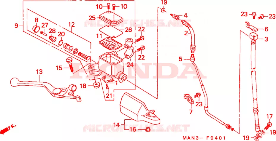 MAITRE-CYLINDRE FREIN AV.(2) Honda MOTO 500 NX 1998  NX500W