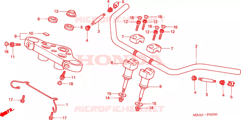 GUIDON - TE DE FOURCHE Honda MOTO 750 SHADOW 2001  VT750C31