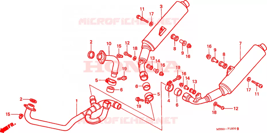 SILENCIEUX D'ECHAPPEMENT Honda MOTO 1000 VTR 2002  VTR1000F2