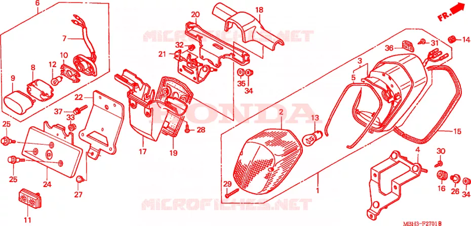 FEU ARRIERE(2) Honda MOTO 1100 SHADOW 2000  VT1100C3Y