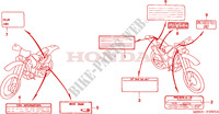 ETIQUETTE DE PRECAUTIONS pour Honda XR 650 Hamamatsu factory 2003