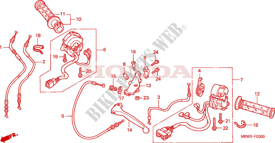 LEVIER DE GUIDON/COMMUTATEUR/CABLE(1) pour Honda CBR 600 F4 1999