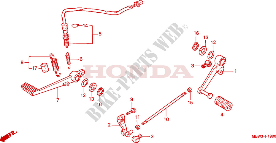 SELECTEUR   PEDALE DE FREIN pour Honda CBR 600 F4 1999