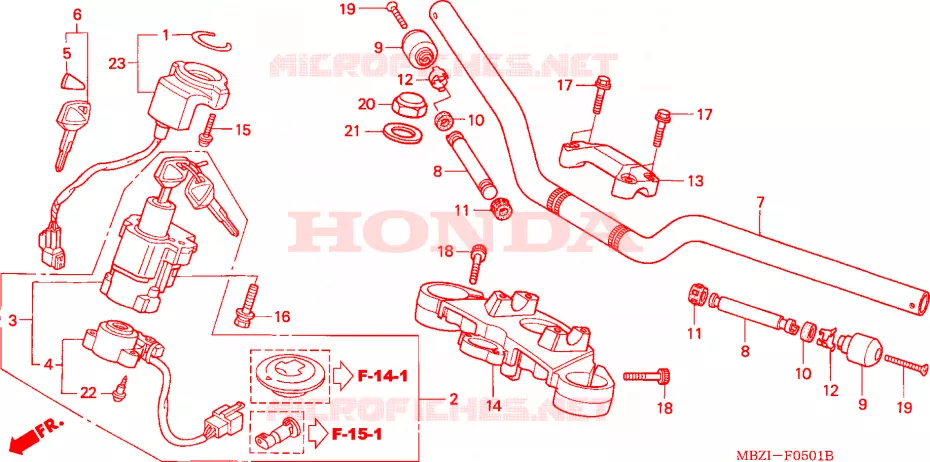 GUIDON - TE DE FOURCHE (CB600F3/4/5/6) Honda MOTO 600 HORNET 2005  CB600F5