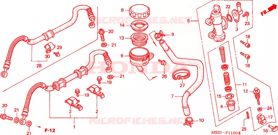 MAITRE-CYLINDRE DE FREIN ARRIERE Honda MOTO 600 HORNET 2002  CB600F22