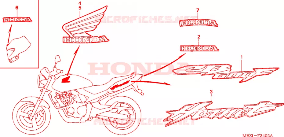 MARQUE(CB600F3/4/5/6) Honda MOTO 600 HORNET 2003  CB600F3