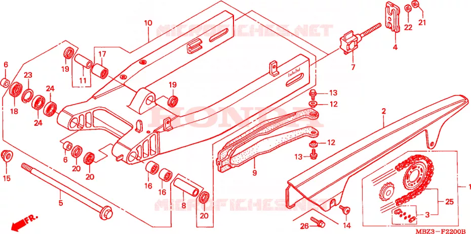 BRAS OSCILLANT Honda MOTO 600 HORNET 2002  CB600F21