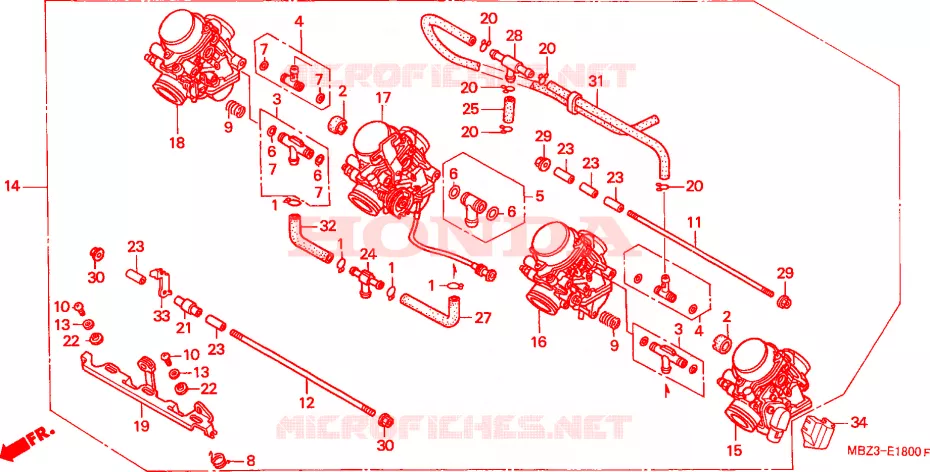 CARBURATEUR(ENS.) Honda MOTO 600 HORNET 2001  CB600F21