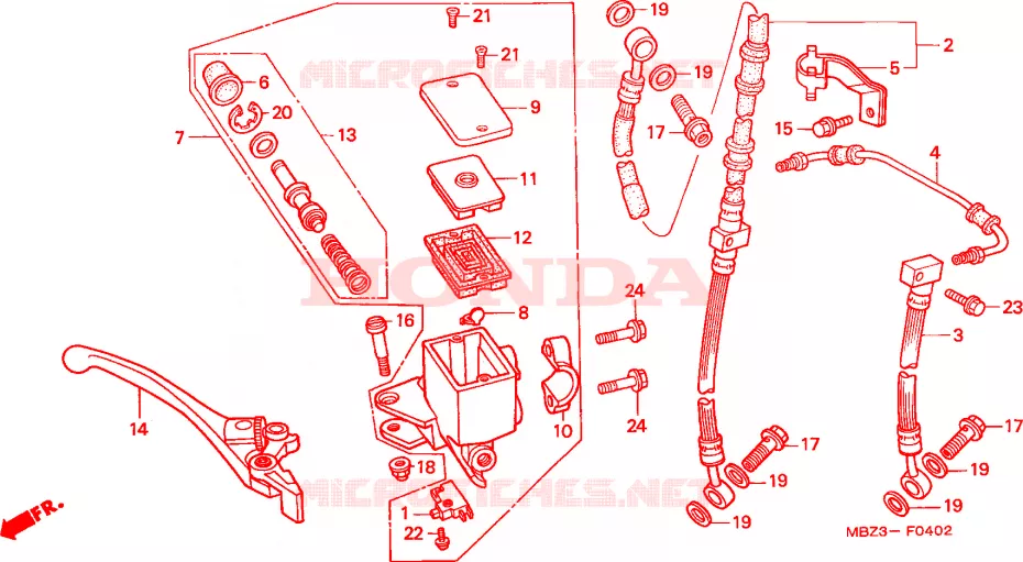 FREIN AVANT MAITRE-CYLINDRE(3) Honda MOTO 600 HORNET 2002  CB600F21