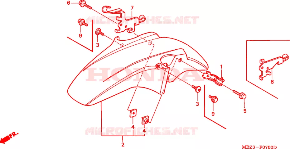 GARDE BOUE AVANT Honda MOTO 600 HORNET 2003  CB600F21