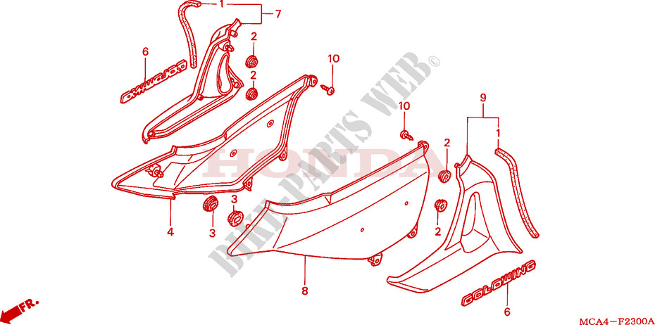 COUVERCLES LATERAUX pour Honda GL 1800 GOLD WING ABS 2001