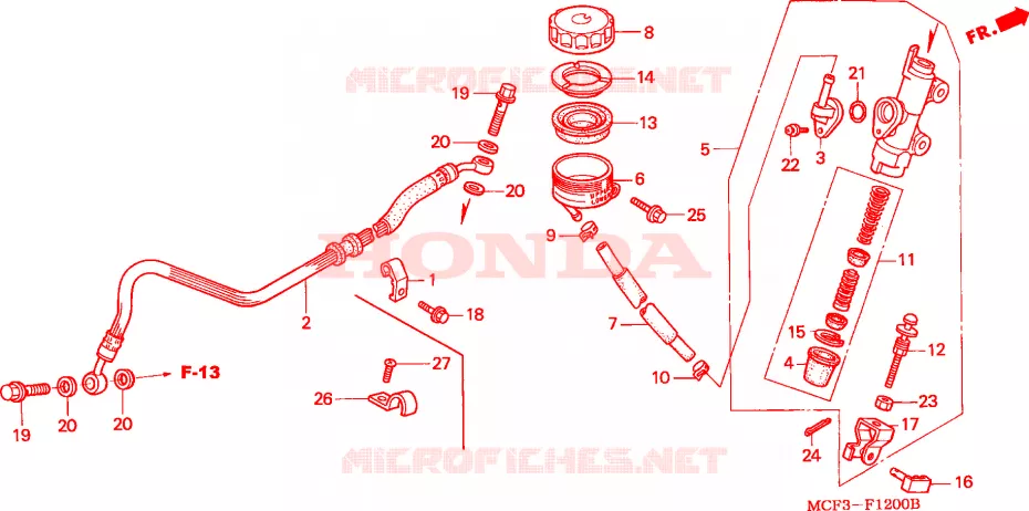 MAITRE-CYLINDRE DE FREIN ARRIERE Honda MOTO 1000 SP 2004  VTR1000SP4