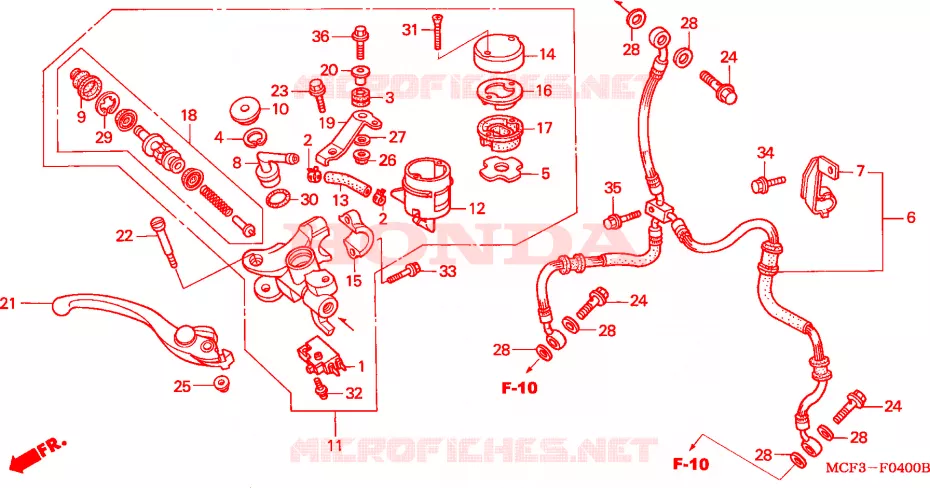 MAITRE CYLINDRE DE FREIN AVANT Honda MOTO 1000 SP 2002  VTR1000SP2