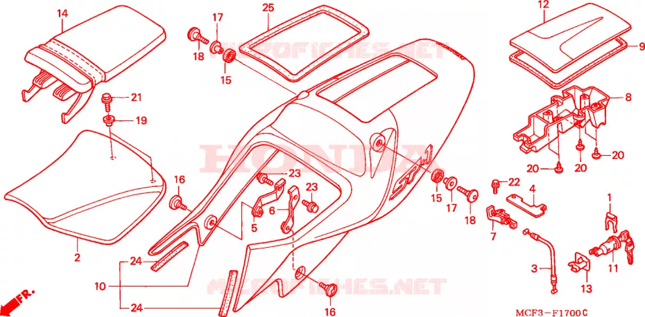 SELLE - CARENAGE ARRIERE Honda MOTO 1000 SP 2000  VTR1000SPY