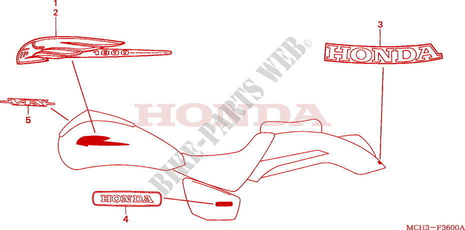 EMBLEME/MARQUE(1) pour Honda VTX 1800 C 2002