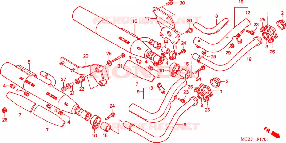 SILENCIEUX D'ECHAPPEMENT(CM) Honda MOTO 750 SHADOW 2003  VT750DCB3