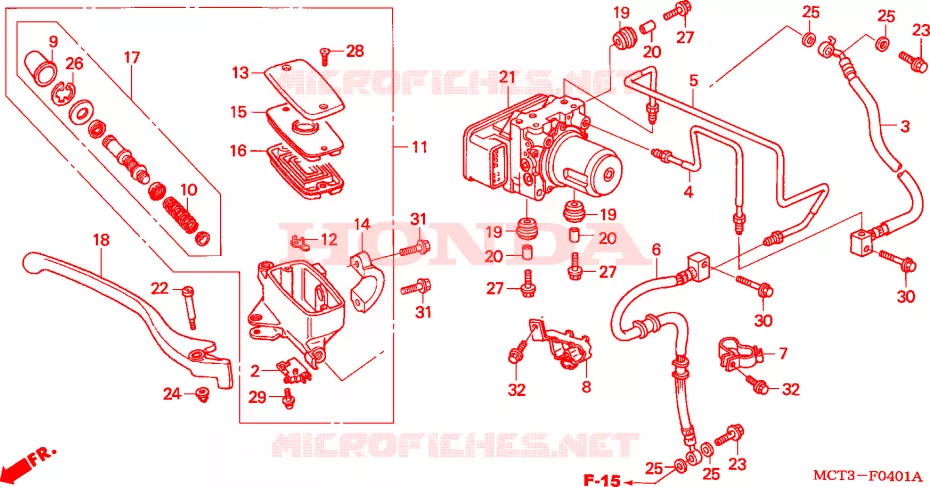 MAITRE-CYLINDRE FREIN AV.(FJS600A3/A4/A5) Honda SCOOTER 600 SILVERWING 2005  FJS600A4