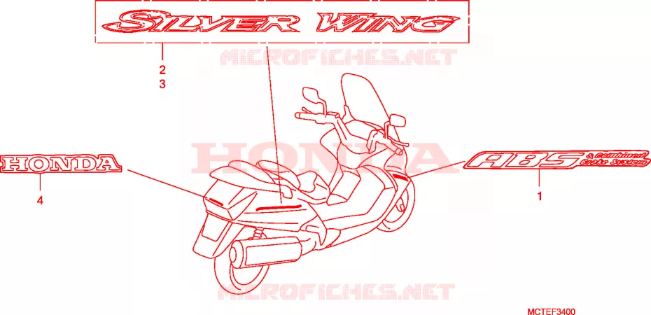 AUTOCOLLANTS Honda SCOOTER 400 SILVERWING 2006  FJS400D6