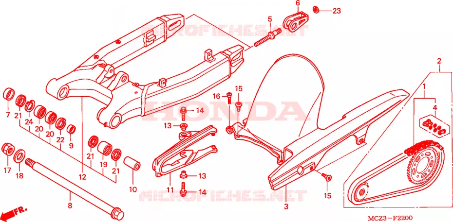 BRAS OSCILLANT Honda MOTO 900 HORNET 2003  CB900F3_A