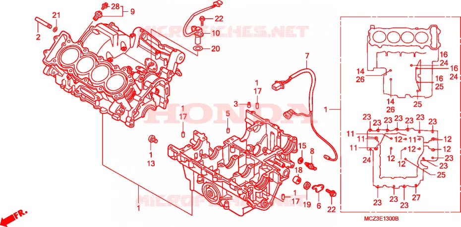 CARTER MOTEUR Honda MOTO 900 HORNET 2003  CB900F2