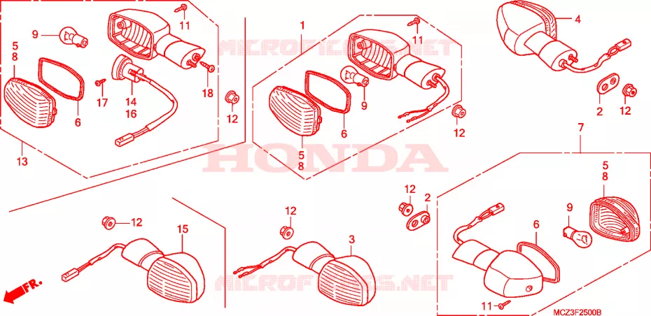CLIGNOTANT (E/ED/EK/F/G/H/KO) Honda MOTO 900 HORNET 2003  CB900F2