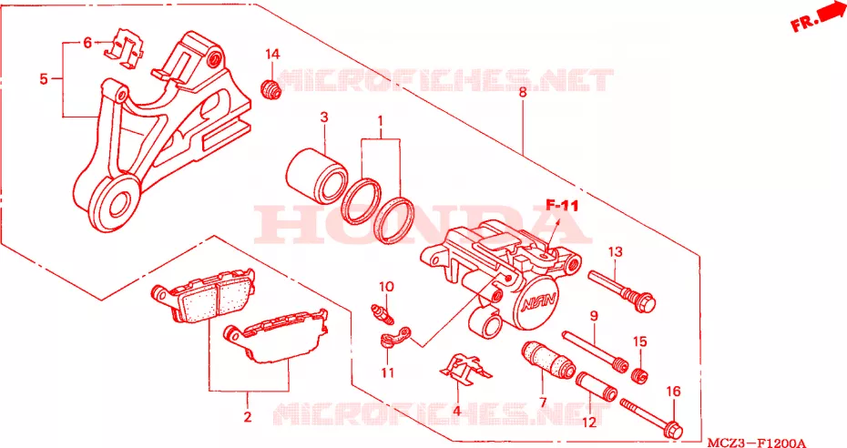 ETRIER DE FREIN ARRIERE Honda MOTO 900 HORNET 2005  CB900F4